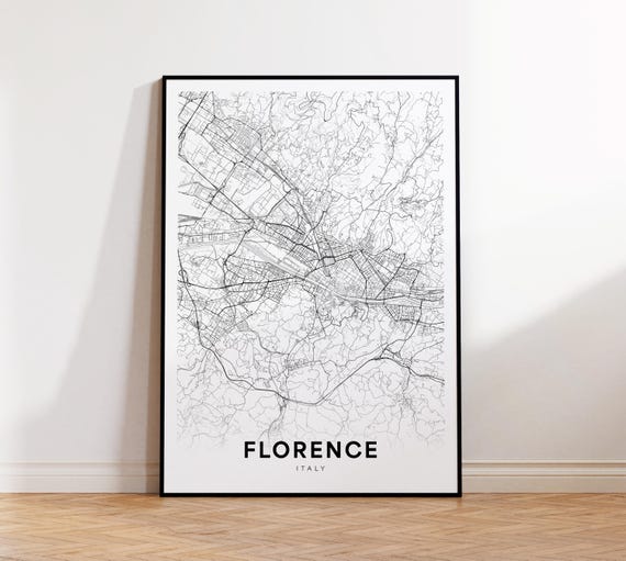 Florence City Map Street Italy Modern Print Firenze Decor Wall Art Instant