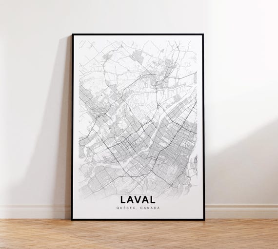 Laval City Map Print Street Poster Decor Road Wall Art Living Room