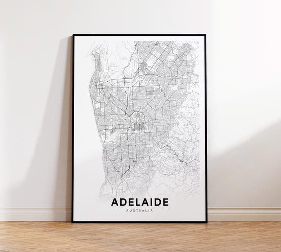 Adelaide City Map Print Street Poster Australia Art Road Minimalist Living Room Decor