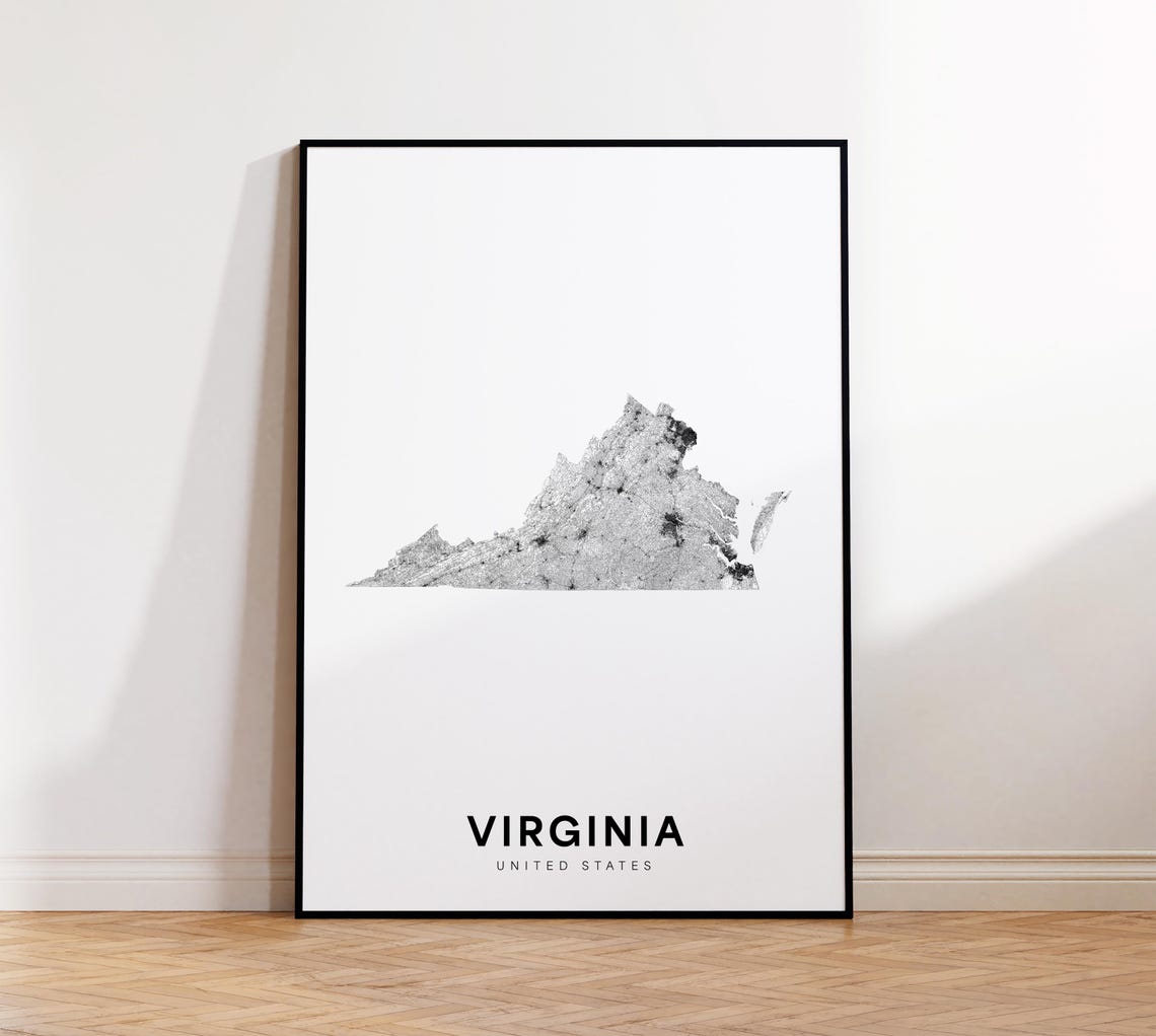 Virginia Map Print State Minimalist Va Usa Art Gift Wall Home Decor