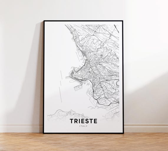 Trieste City Map Street Italy Modern Print Decor Office Wall Art Instant