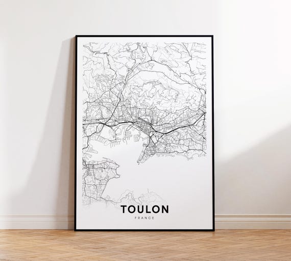 Toulon City Map Street France Modern Print Home Decor Instant