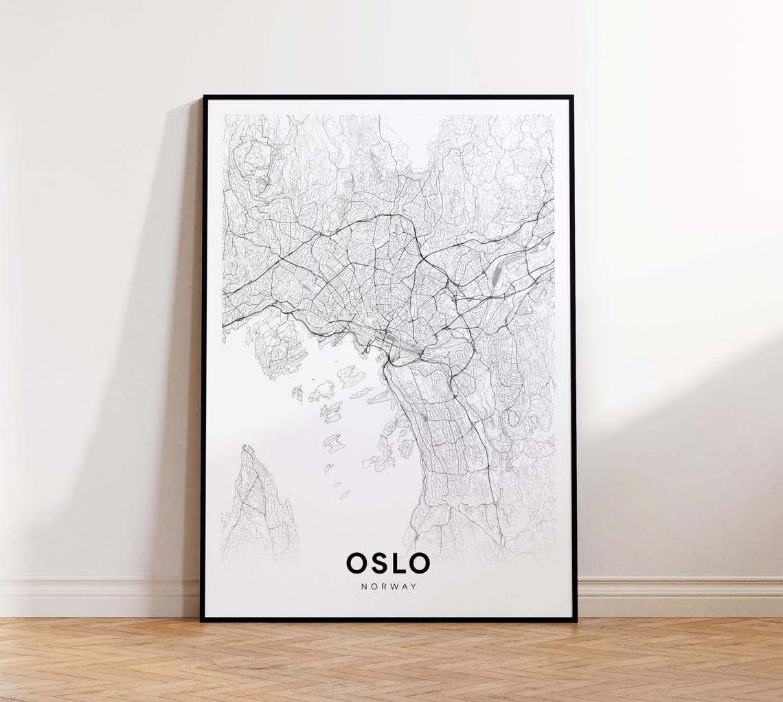 Oslo Map Print City Poster Street Art Modern Wall Decor Gift For Himher Office Home