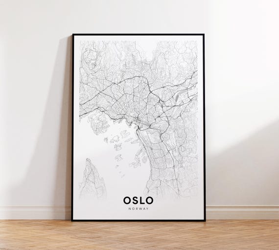 Oslo Map Print City Poster Street Art Modern Wall Decor Gift For Himher Office Home