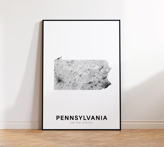 Pennsylvania Map Print State Minimalist Pa Usa Art Gift Wall