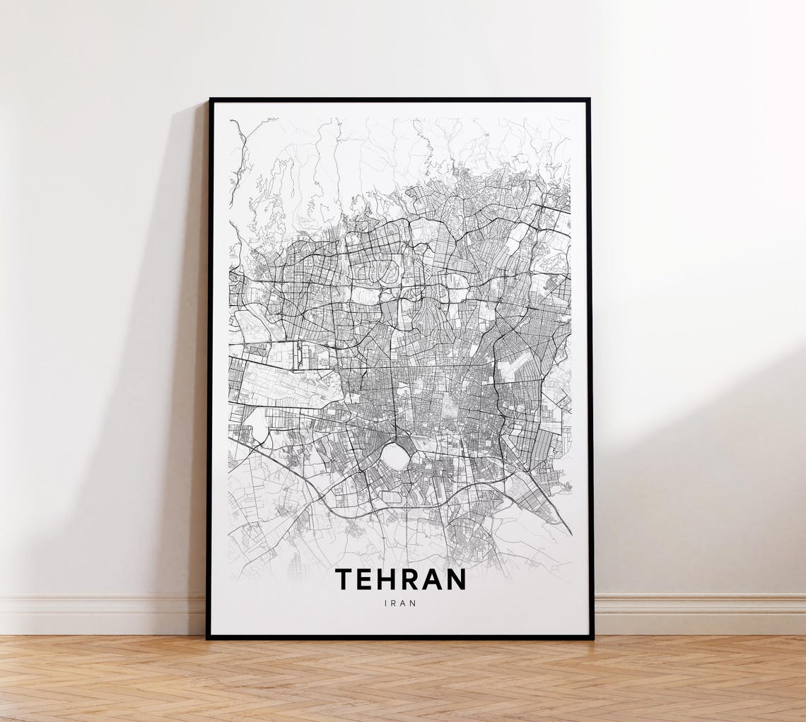 Tehran City Map Print Poster Iran Art Street Road Home Office Decor Wall