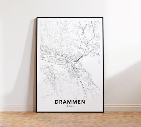 Drammen Map Print City Poster Street Art Modern Wall Decor Gift For Himher Office Home
