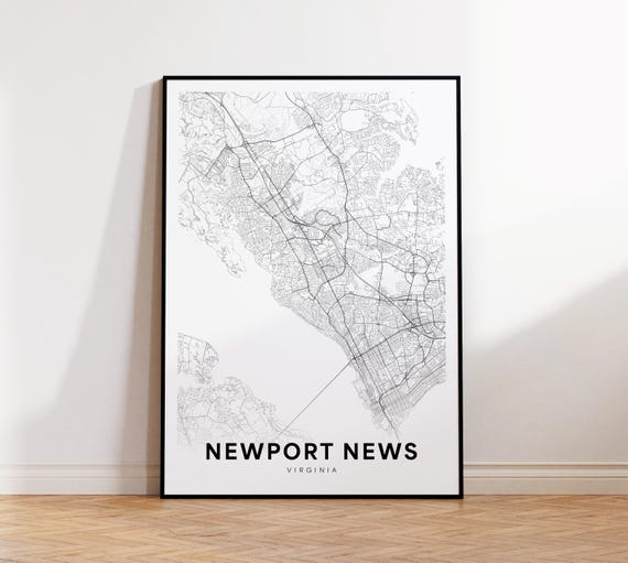 Newport News City Map Print Street Poster Virginia Art Road Wall Living Room Decor