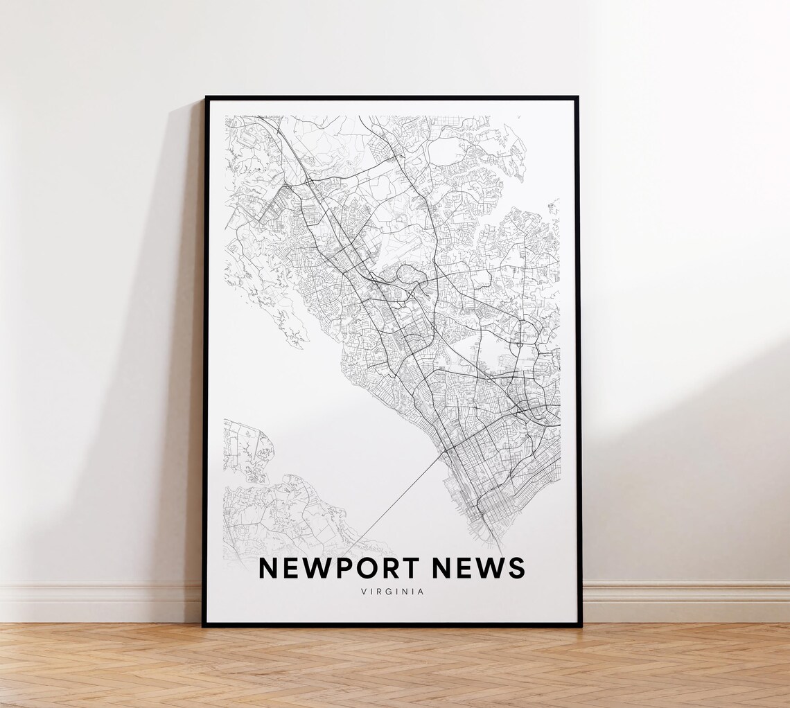 Newport News Virginia City Map Minimalist Line Art Street Poster