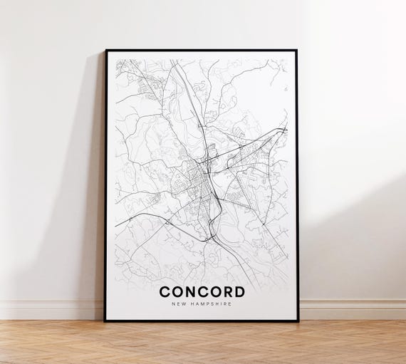 Concord City Map Print Street Poster New Hampshire Art Road Minimalist Living Room Decor