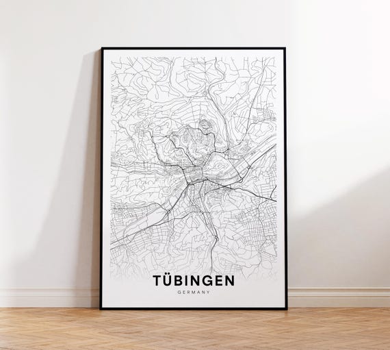 Tbingen City Map Tubingen Print Germany Minimalist Poster Decor Instant