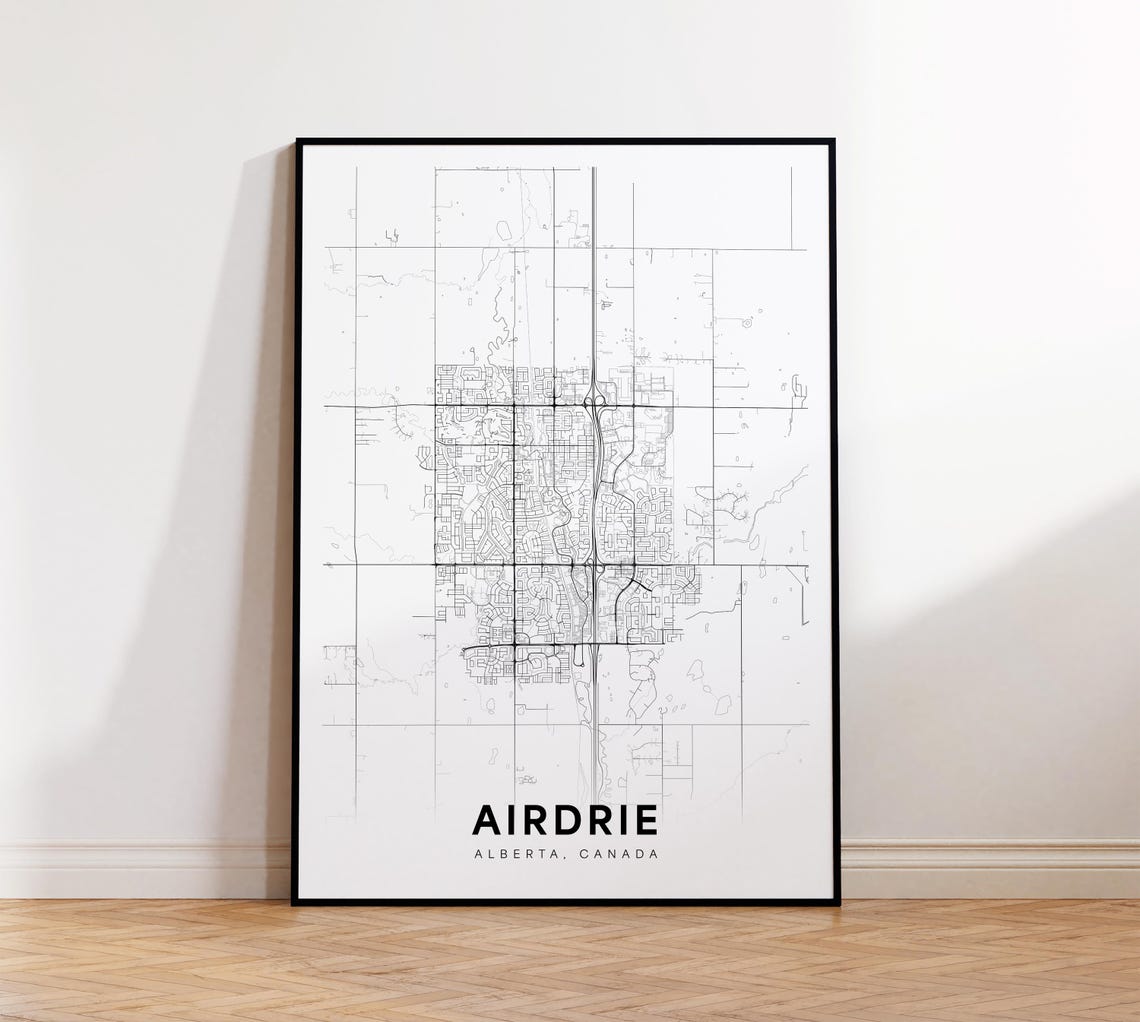 Airdrie City Map Print Street Poster Alberta Decor Road Wall Art Living Room