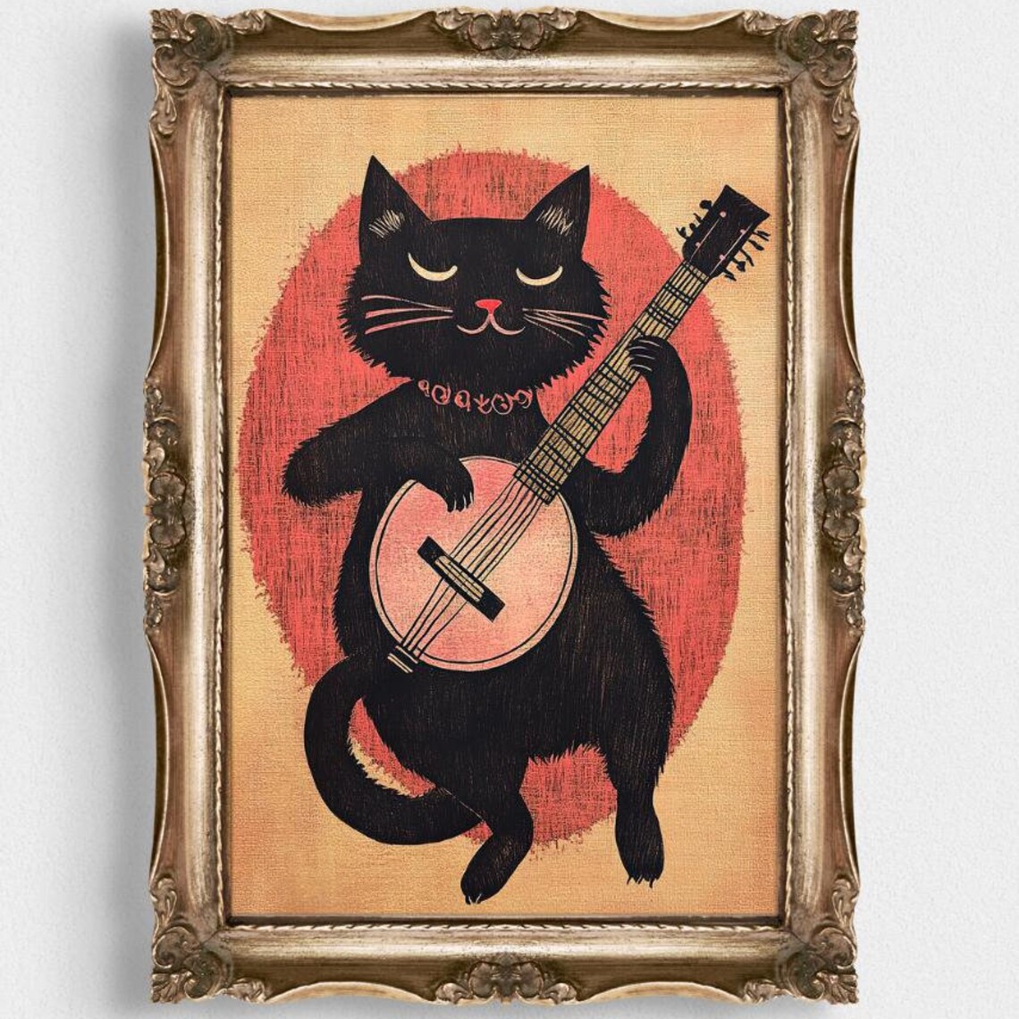 Vintage Black Cat Banjo, Boston Shortstory Poster