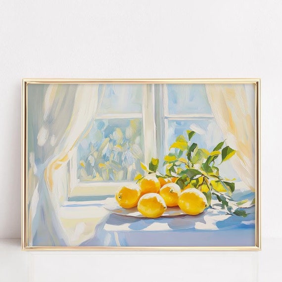 Vintage Lemon Still Life, French Country Decor
