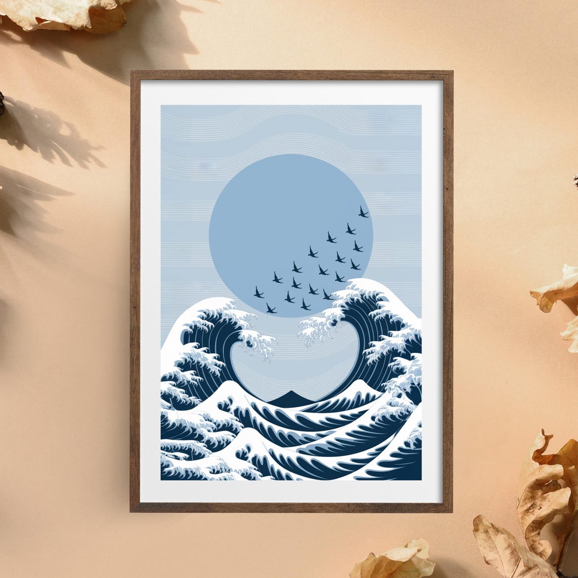 Japanese Wave and Birds, Minimalist Zen Poster - Image 4