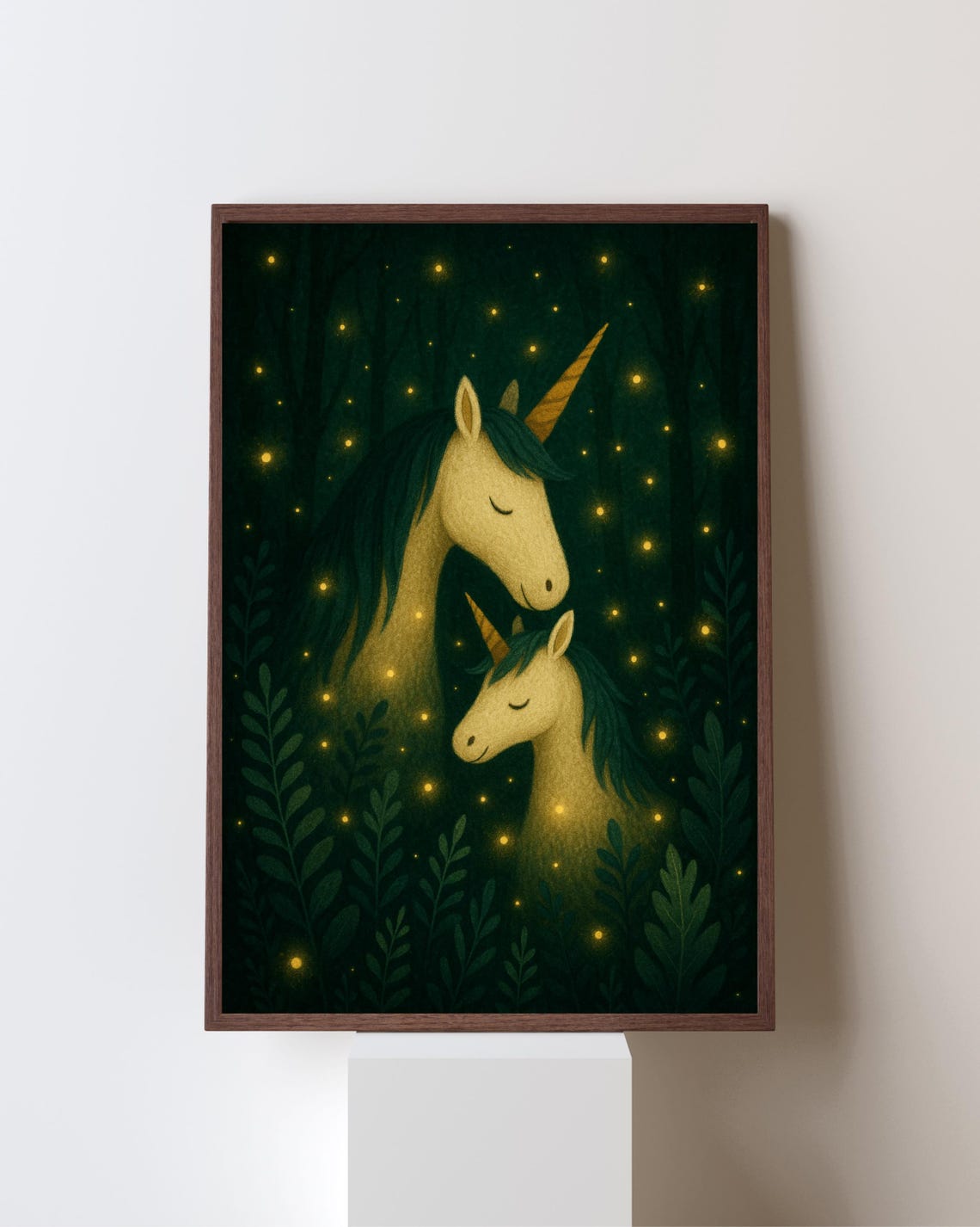 Mystical Unicorn Forest, Dark Nursery Decor Art Print