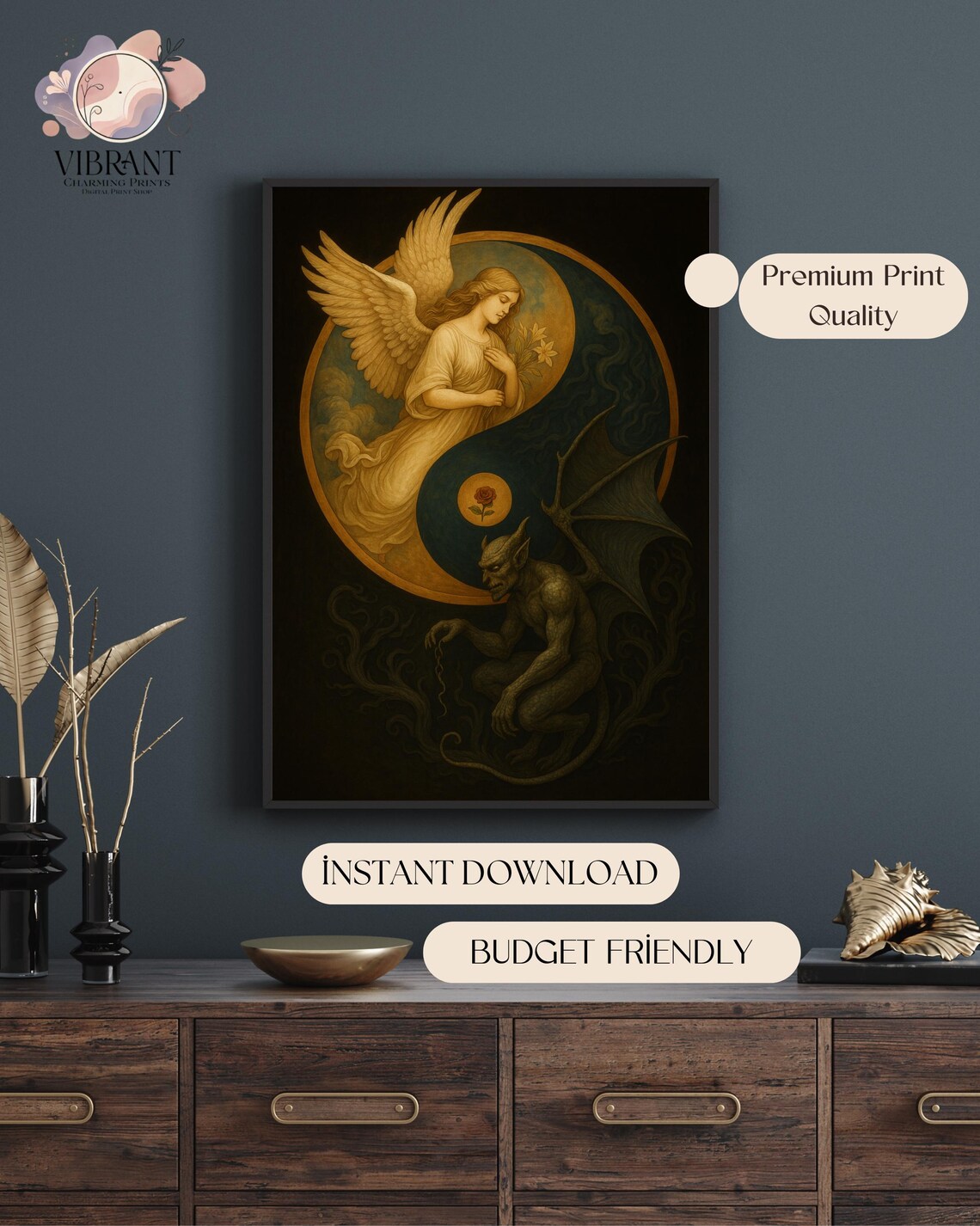 Angel And Demon Yin Yang Spiritual Duality Art Print - Image 5