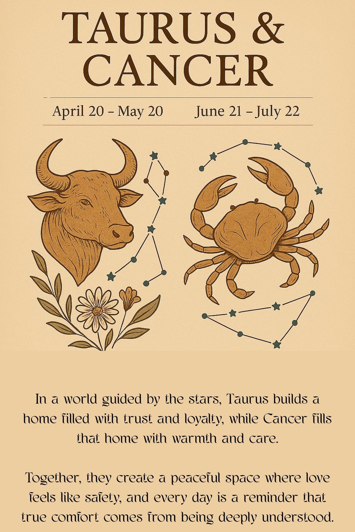 Taurus And Cancer Modern Zodiac Set For Couples - Image 5