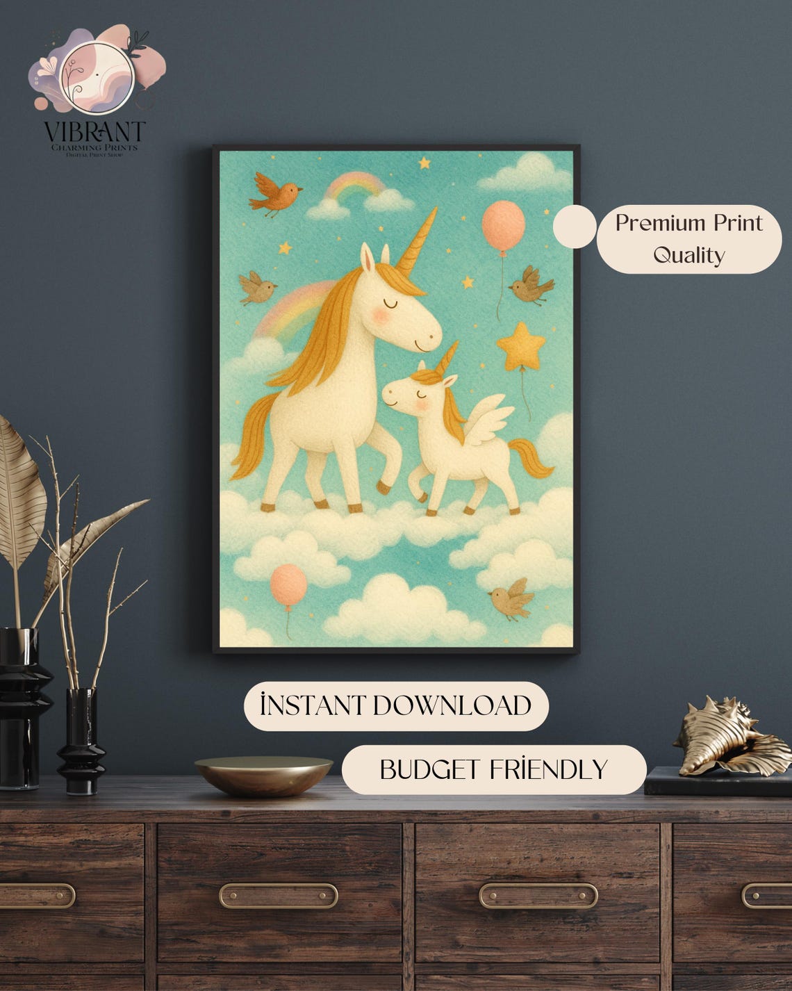 Unicorn Flying In The Sky, Whimsical Nursery Decor - Image 5