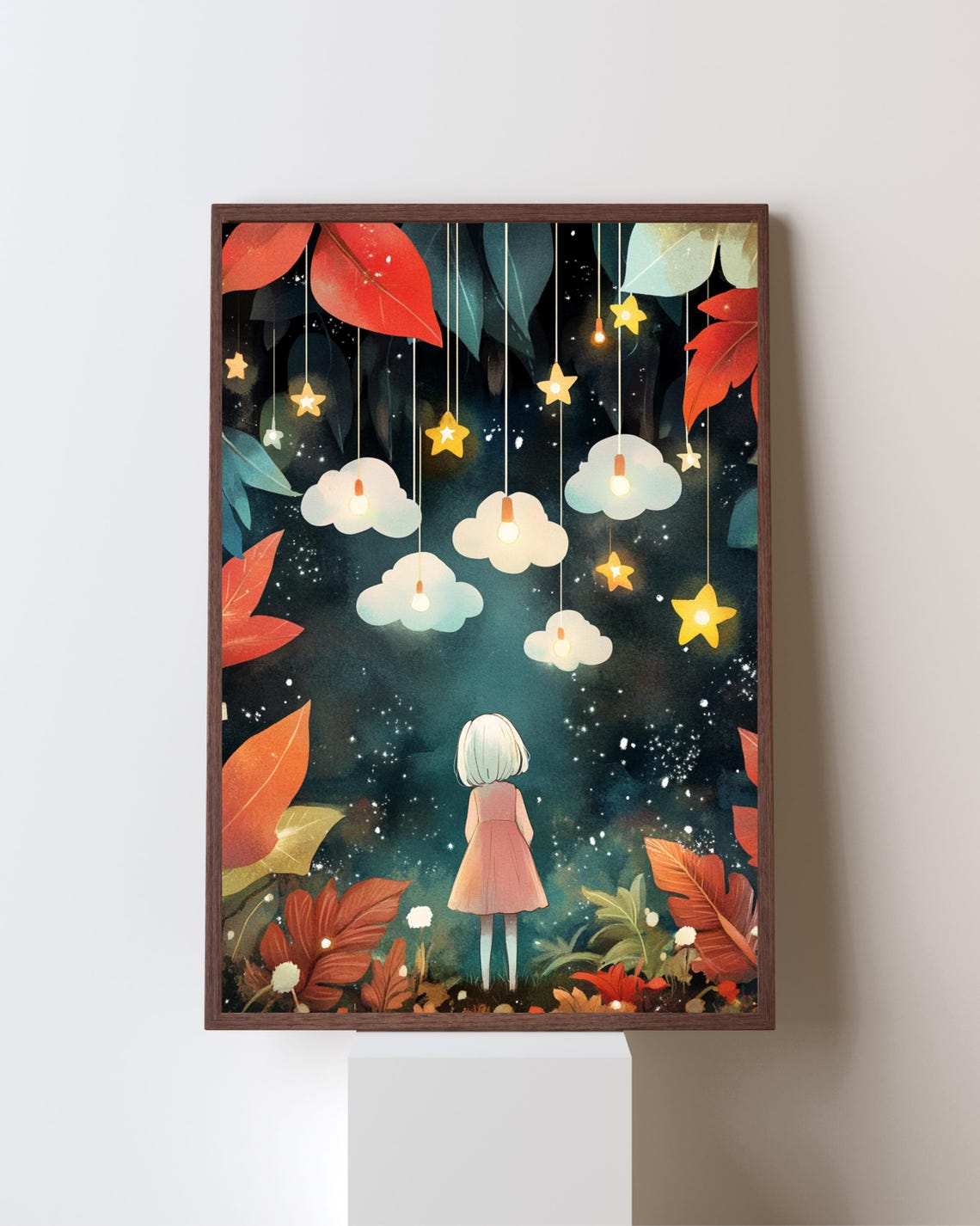 Dreamy Night Sky, Whimsical Girl Under Stars - Image 5