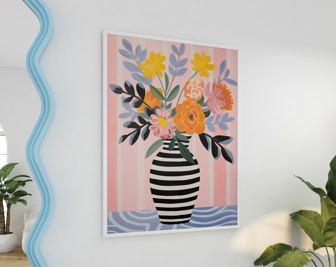 Funky Retro Flower Art Print, Matisse Inspired
