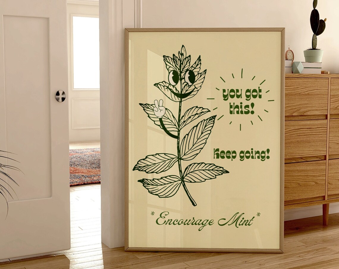 Retro Encouragement Print, Groovy 70s Aesthetic Poster - Image 2