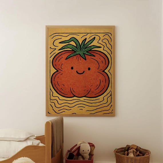 Cute Tomato Nursery Print Kids Room Fruit Decor