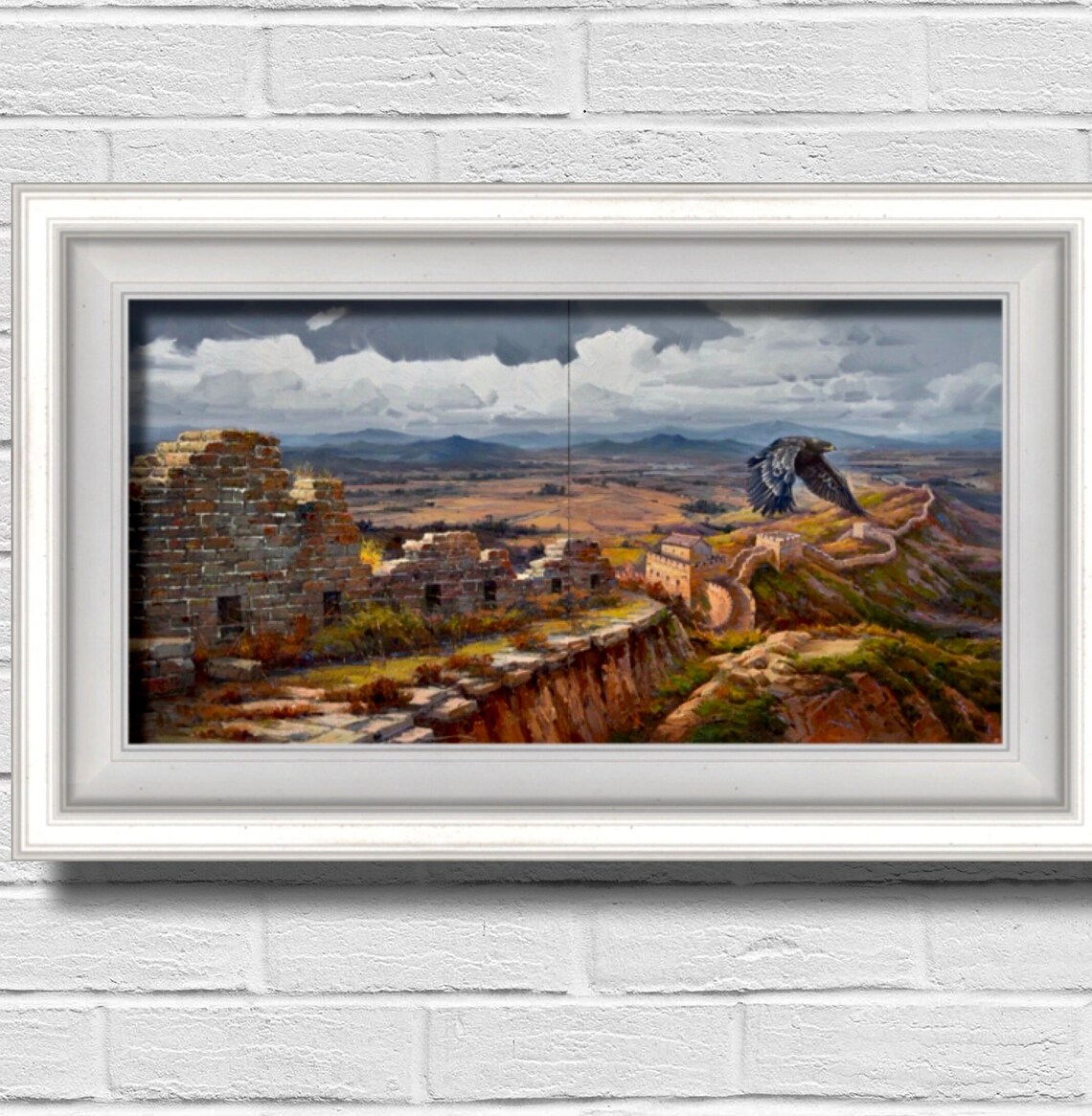 Original Landscape Oil Painting Painting Of An Eagle Flying Over The Border Personalized Gifts Large Oil Painting Wall Art On