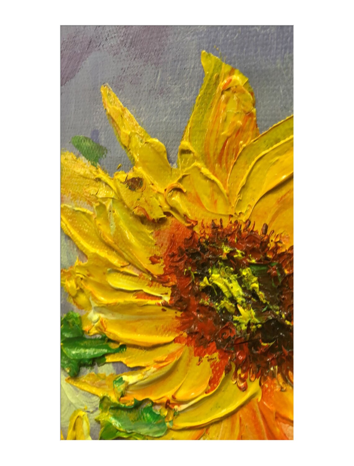 Sunflower Bouquet Lavender Sky Impasto Oil Painting Floral Art Print - Image 2