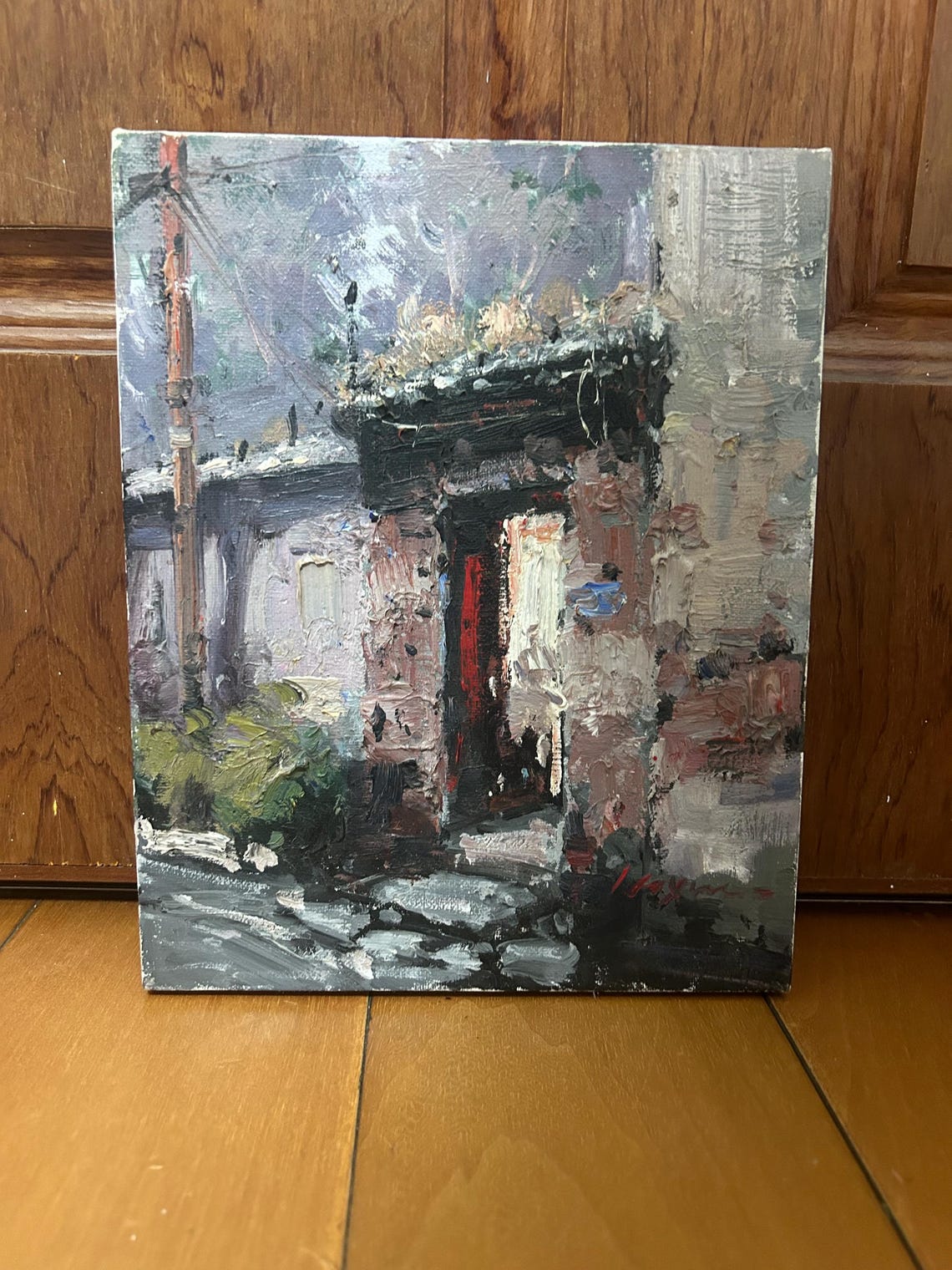 Original Oil Painting Art Old House Street Painting Wall Art Oil Painting Art Home Decoration Street Old House Painting - Image 4
