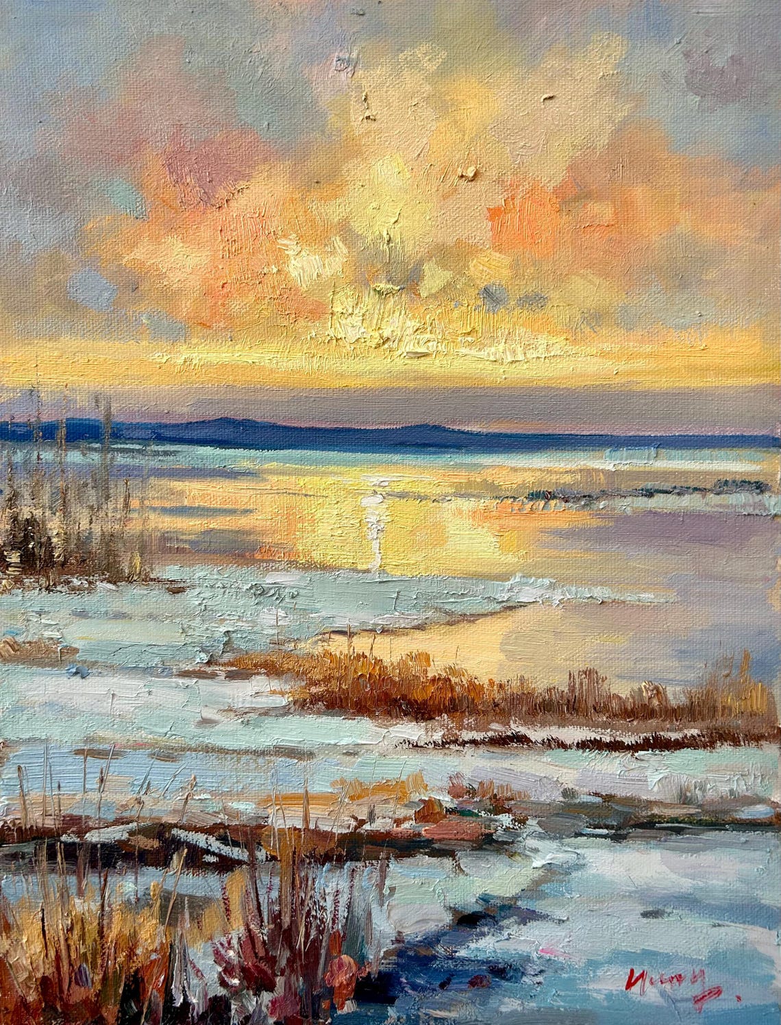 Snow Scene Oil Painting In The Sun Home Oil Painting Decoration Living Room Wall Art Unforgettable Gifts Landscape Painting - Image 5