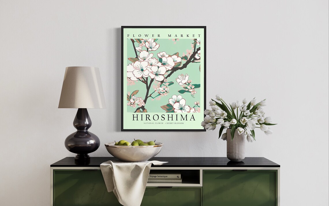 Hiroshima Cherry Blossom Flower Market Botanical Decor Poster - Image 2