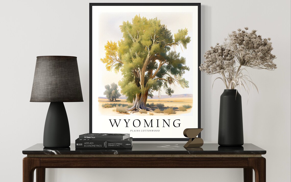 Wyoming Plains Cottonwood Watercolor State Tree Botanical Art Print - Image 2