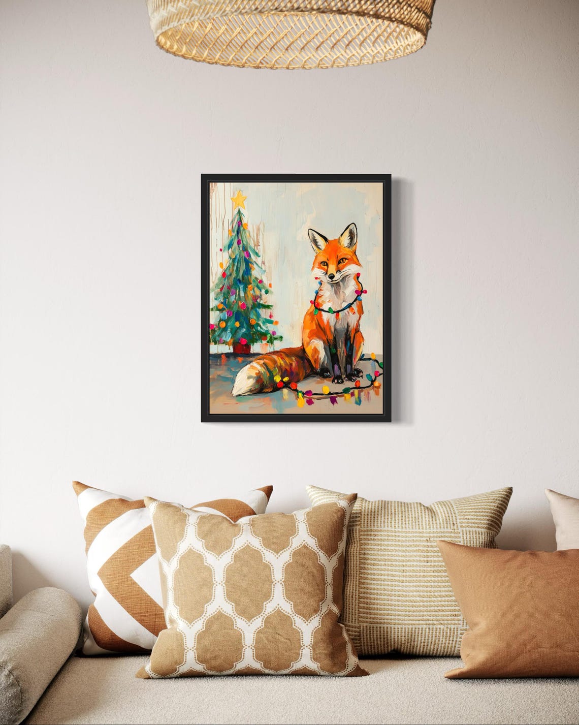 Red Fox Tangled In Christmas Lights Holiday Tree Poster Artwork - Image 3