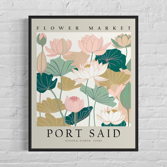 Port Said Egypt Flower Market Art Print Lotus Flower Wall Art Poster
