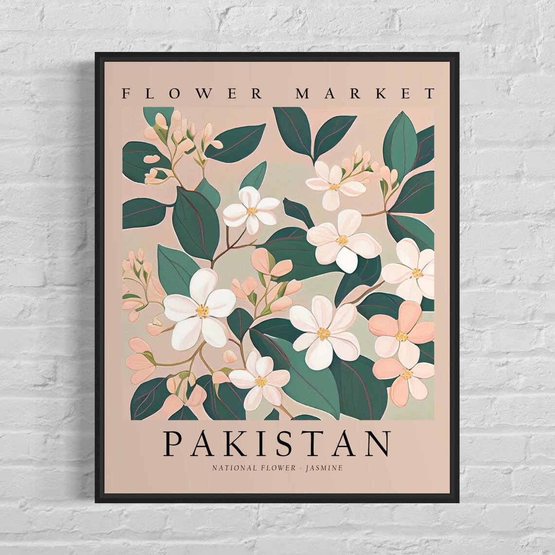 Pakistan National Flower Jasmine Botanical Art Print