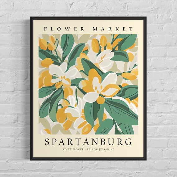 Spartanburg Yellow Jessamine State Flower Market Bloom Poster