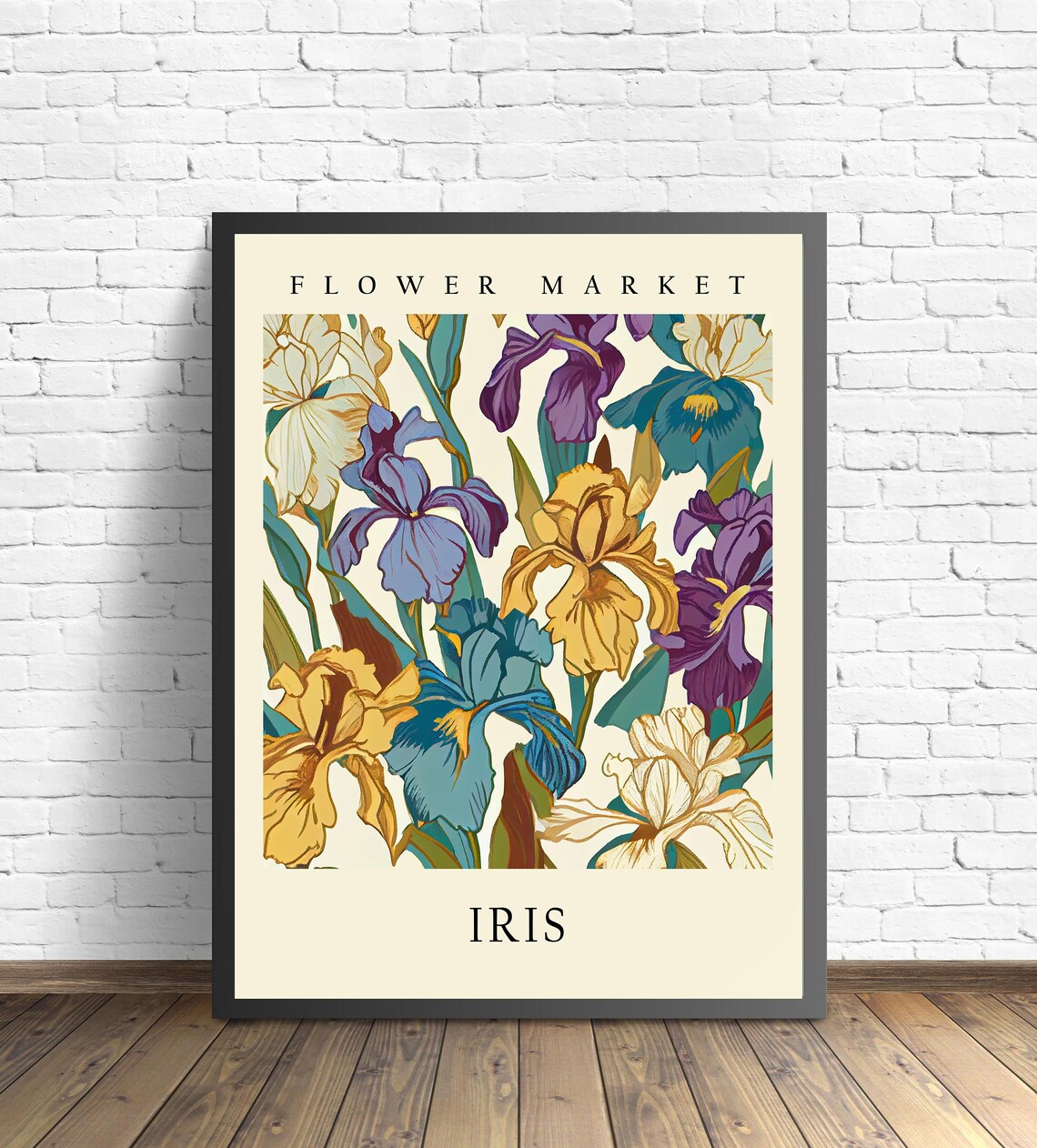 Iris Flower Market Botanical Pastel Art Print