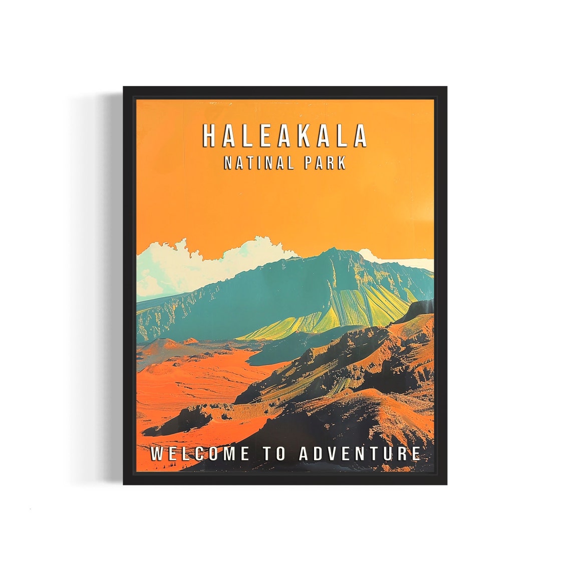 Haleakala Natinal Park Volcano Crater Sunset Vintage Travel Poster