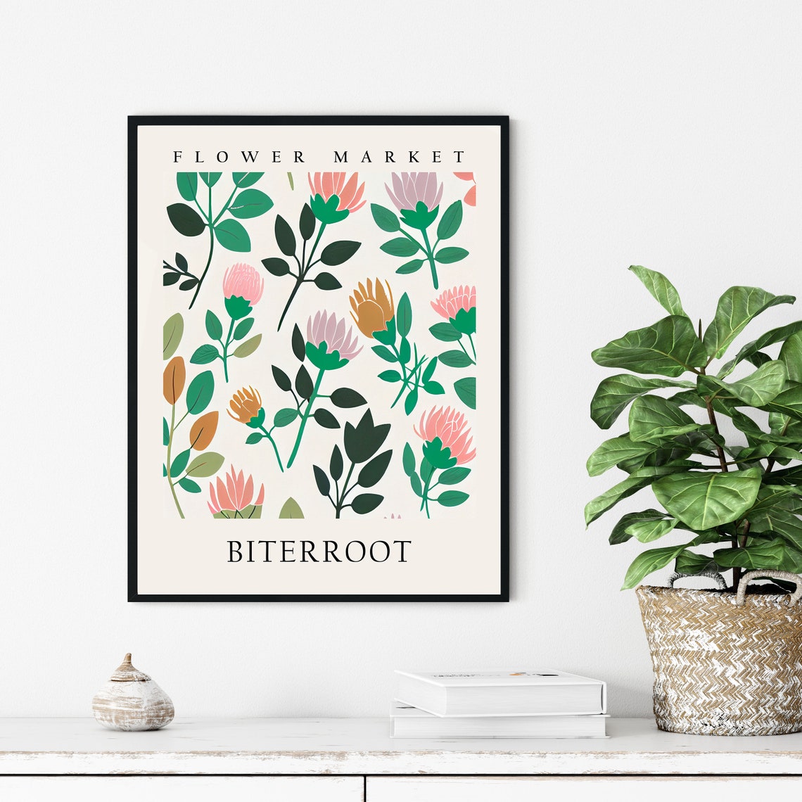 Biterroot Coral Wildflower Botanical Flower Market Pastel Poster - Image 2