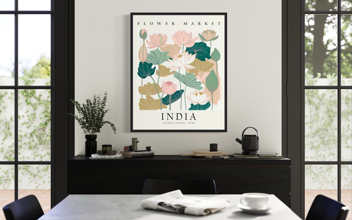 India National Flower Lotus 1960s Botanical Art Print - Image 2