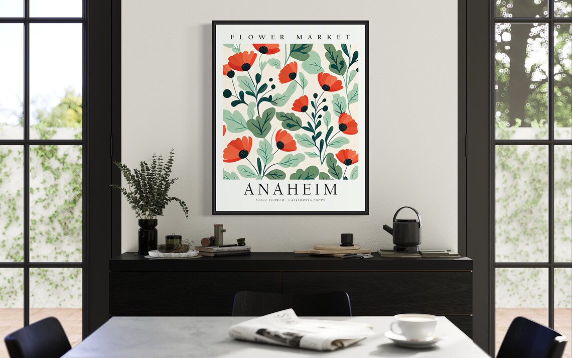 Anaheim California Flower Market Art Print, Poppy - Image 3