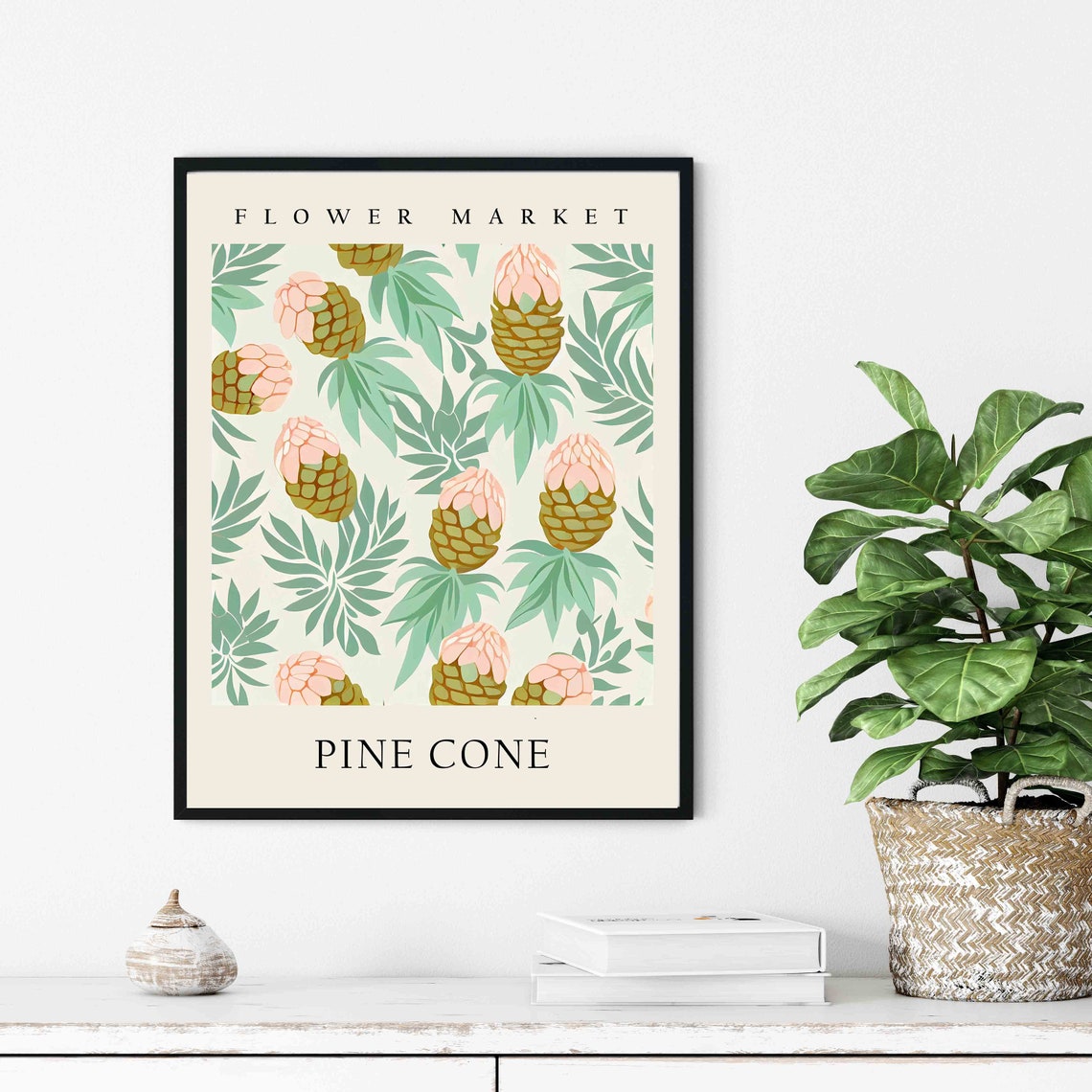 Pine Cone Blush Pattern Woodland Botanical Flower Market Art Print - Image 2