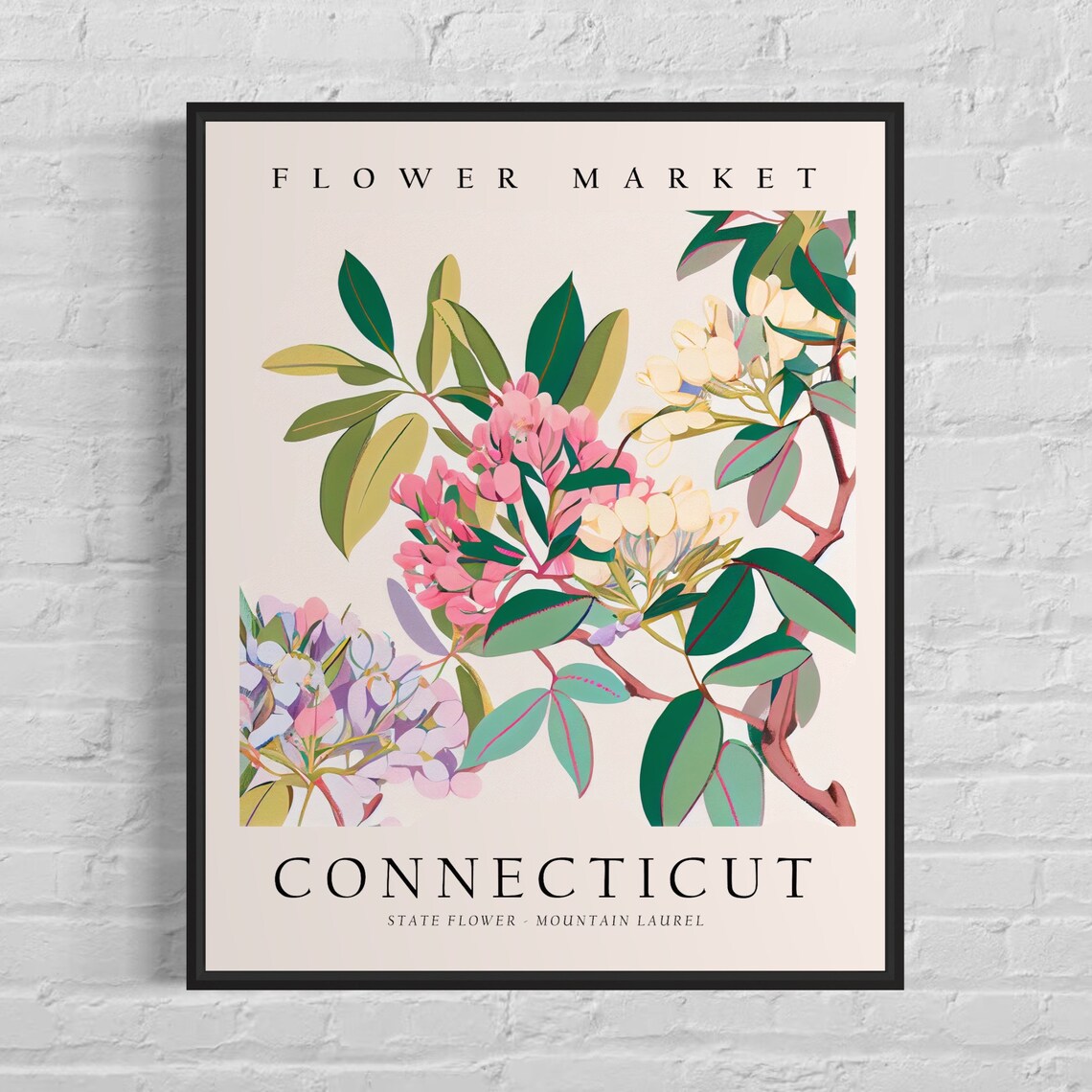 Connecticut Mountain Laurel Botanical Art Print, 1960s