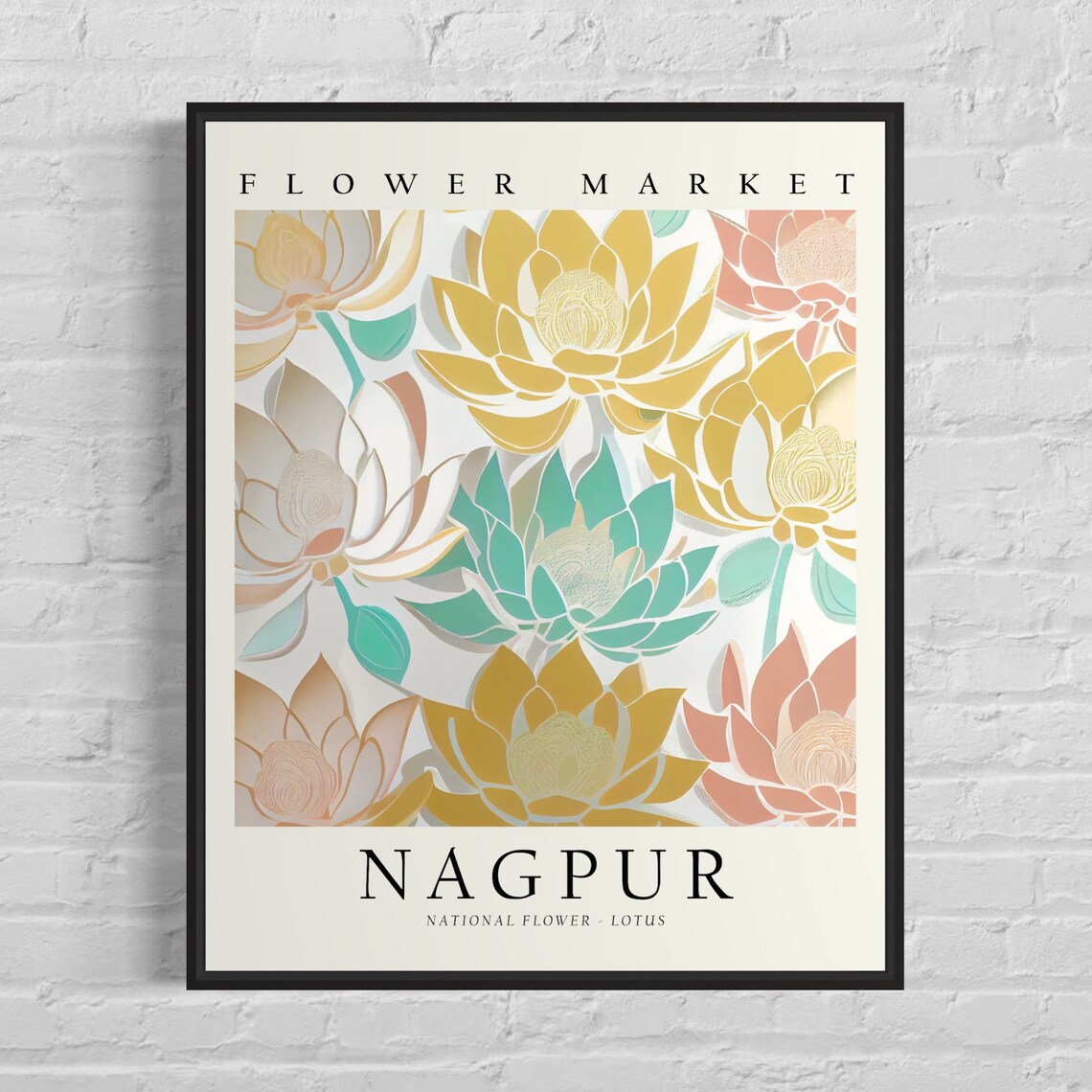 Nagpur Lotus Flower Market Botanical City Travel Decor Poster