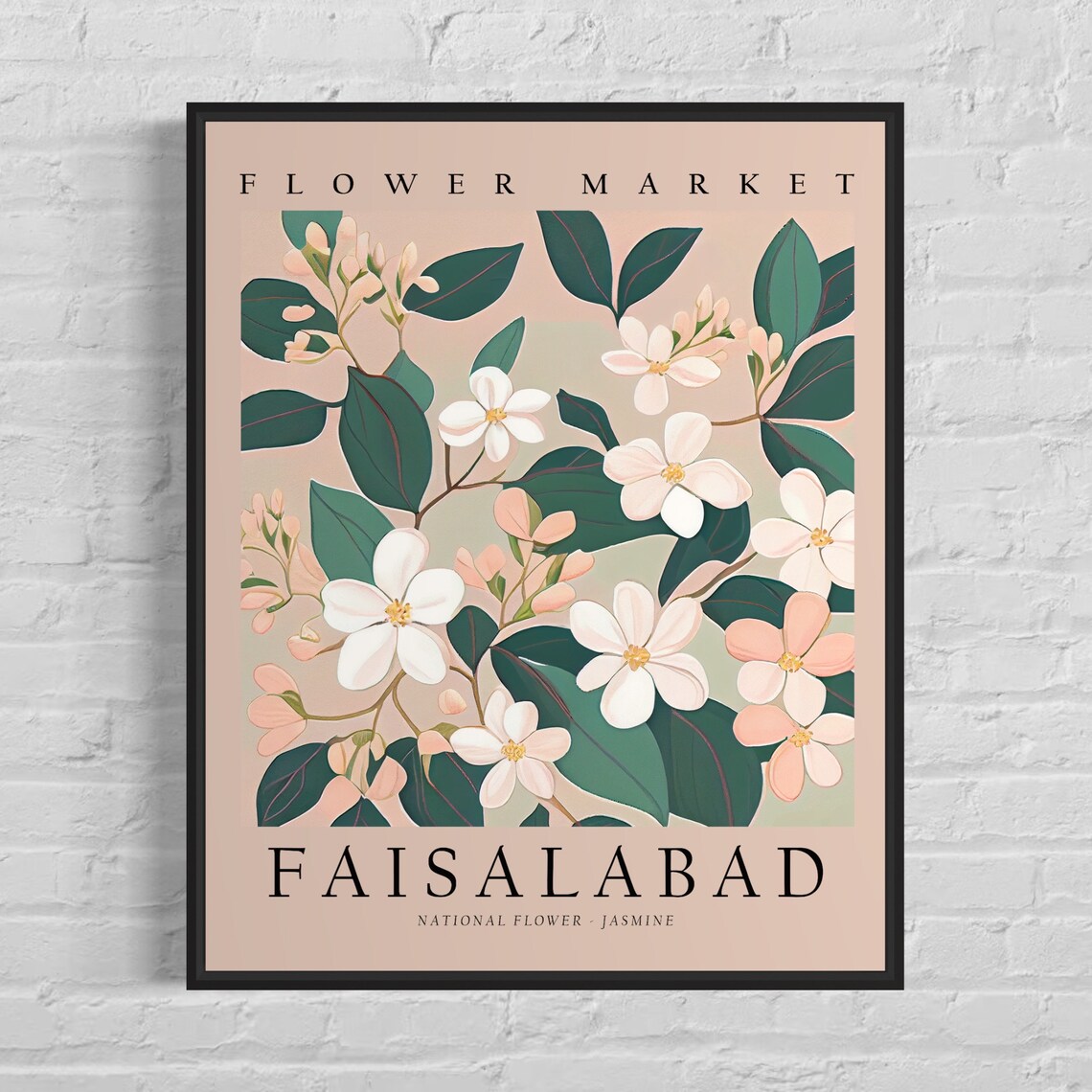 Faisalabad Jasmine Flower Market Botanical Travel Decor Poster
