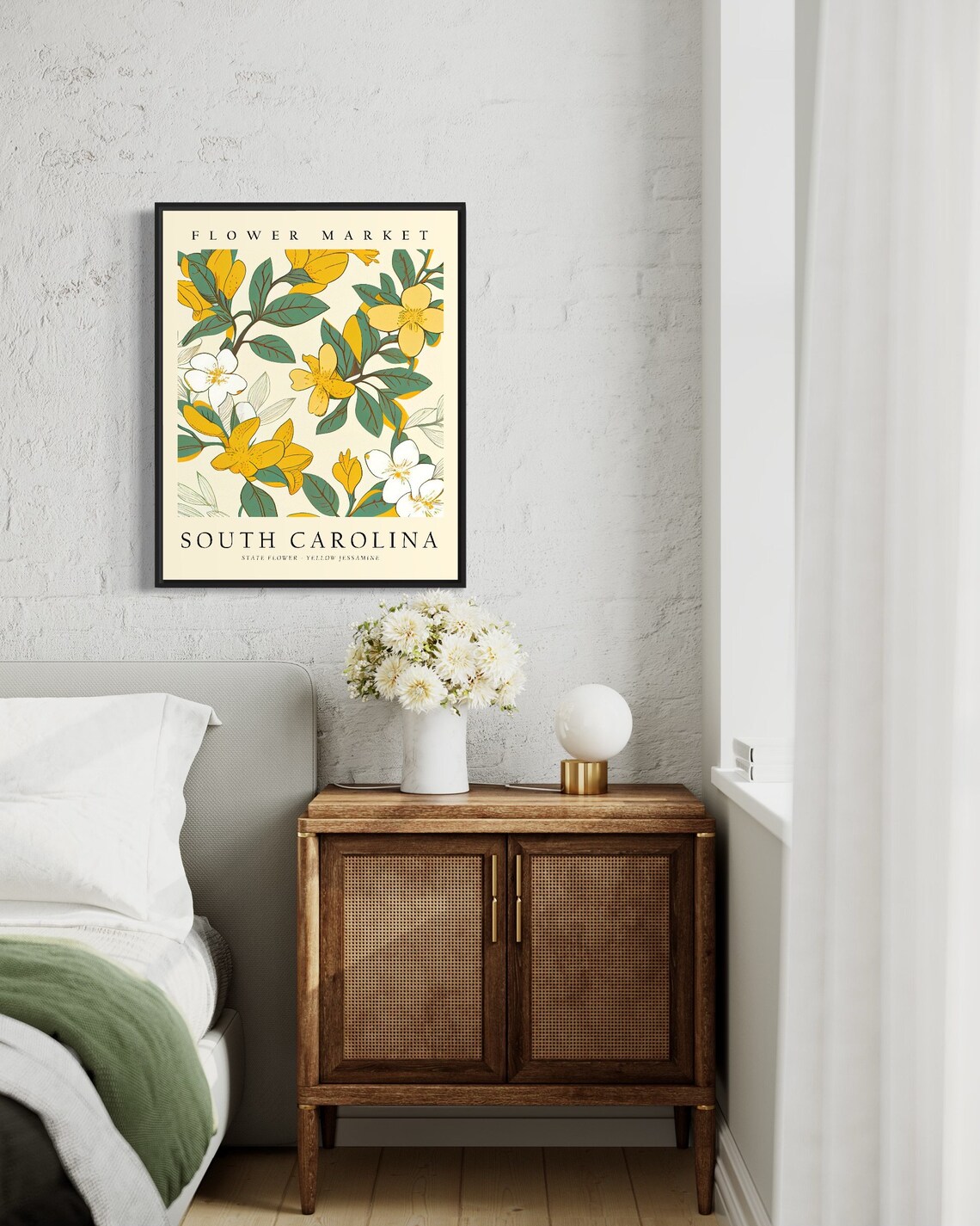 South Carolina Yellow Jessamine Botanical Art Print - Image 3