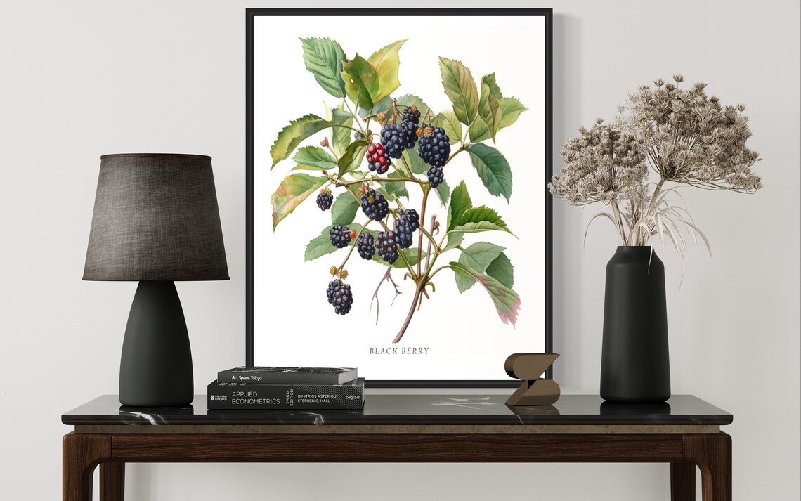Black Berry Tree Art Print, Botanical Wall Art - Image 2
