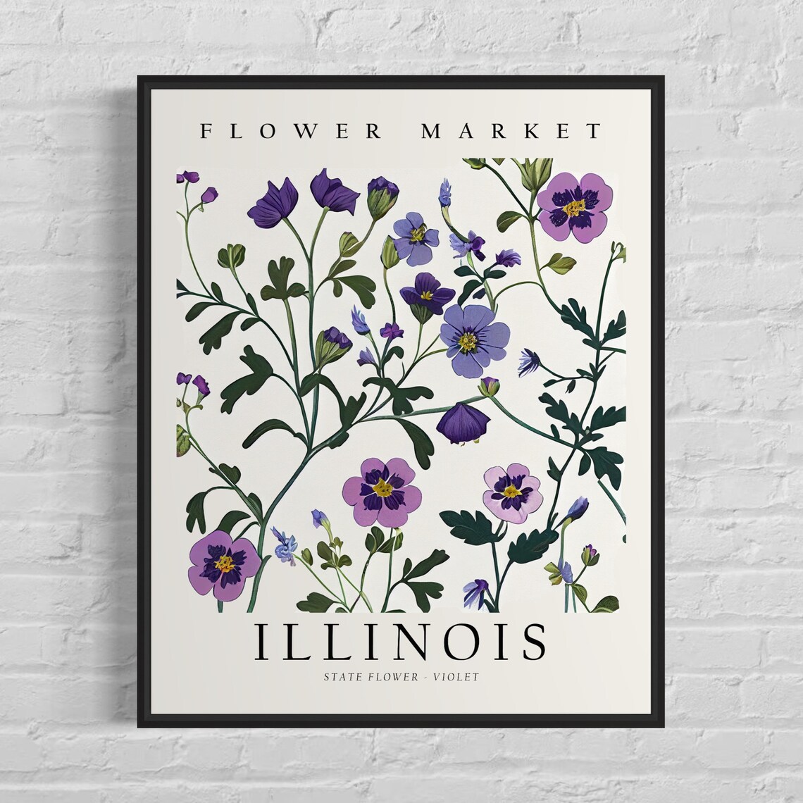 Illinois State Flower Violet, 1960s Botanical Art Print