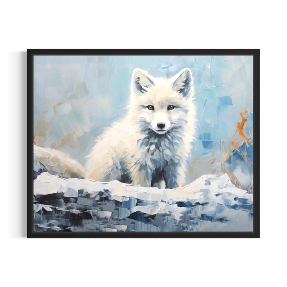 Artic Fox Poster Art Print Winter Scenery Artwork Wall Art Painting